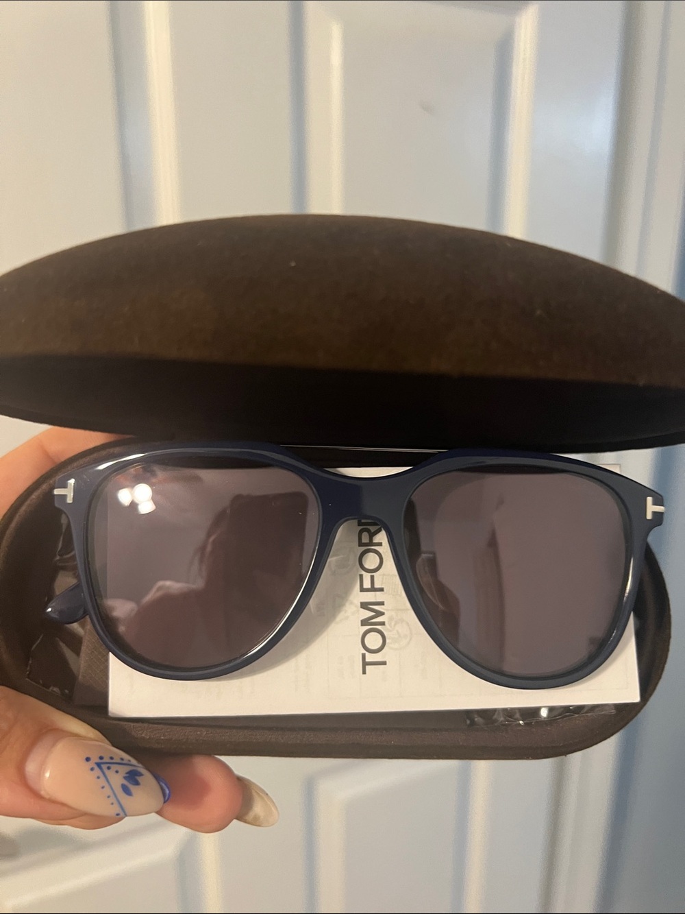 Tom Ford Navy Blue Sunglasses with Dark Lenses